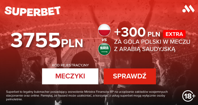 Superbet kod promocyjny Polska - Arabia MŚ 2022