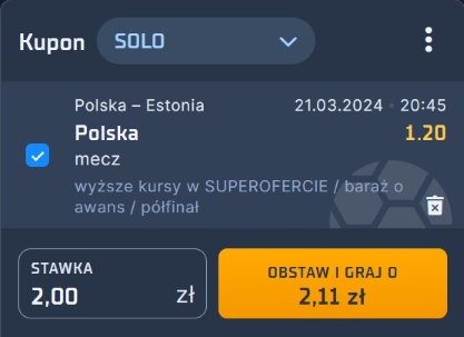 Polska vs Estonia win 200.0 STS