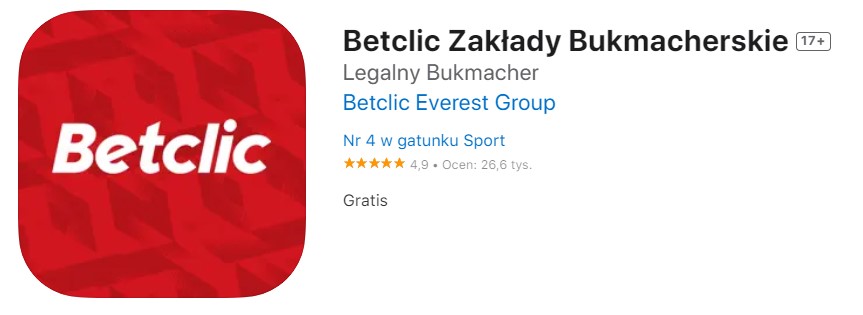 Aplikacja Betclic w AppStore
